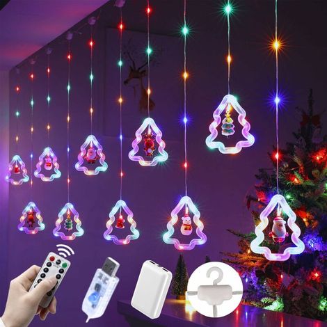 Lumières de Noël à LED,3M LED Décoration de Noël USB Guirlande lumineuse avec crochets,Lumières de décoration de fenêtre de Noël,Lumières clignotantes pour rideaux intérieurs