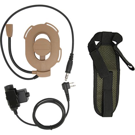 Casque militaire HD01 avec PTT U94 compatible pour radios Motorola GP88, GP300, GP3688, DEP450, EP450 - Marron (1/5)