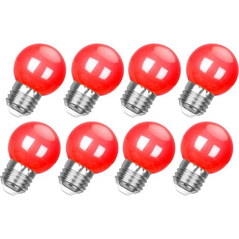 Ampoule LED sphérique G45 E27 couleur rouge 3 W AC220‑240 V non dimmable éclairage décoratif Halloween Noël et fêtes lot de 8 (1/5)