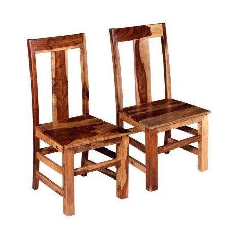 Chaise bois tropical Sesham vernis Alken - Lot de 2 (1/5)