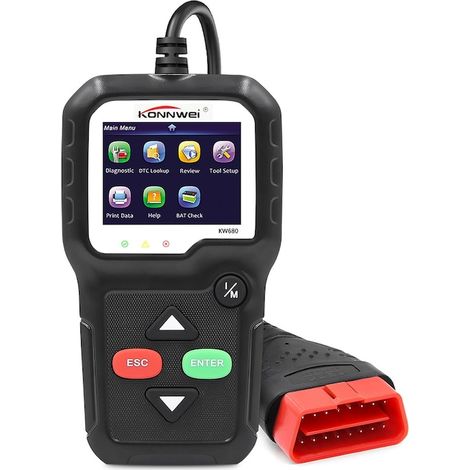 Diagnostic OBD2 KONNWEI KW680, noir, Afisare Erori + Description, Resetari, Live Data, ELM 327 OBDII (1/5)