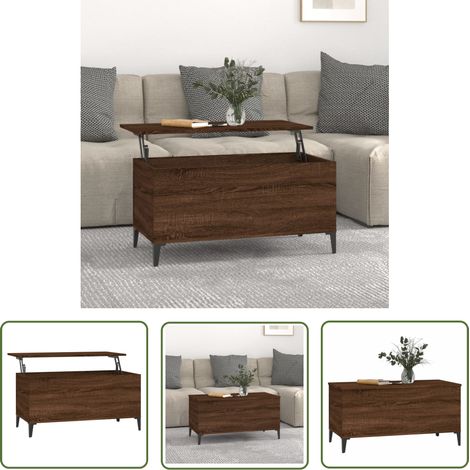 The Living Store Table basse Chêne marron 90x44,5x45 cm Bois d'ingénierie - Table Basse - Meuble Salon - Table D'appoint - Table Relevée - Design Moderne (1/5)