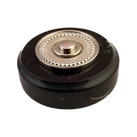 Sonnette Montauban filaire marbre noir collerette perlée chrome (1/2)