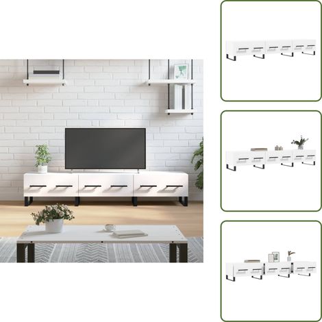 Meuble TV blanc 150x36x30 cm bois d'ingénierie - Meuble Tv - Meuble Téléviseur - Rangement Tv - Meuble Media - Meuble Audiovisuel (1/5)