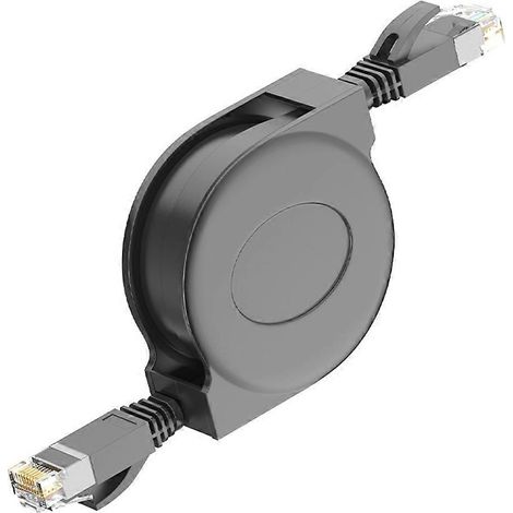 Câble Ethernet CAT 6, ultra-plat, ajustable, rétractable, câble réseau LAN RJ45 CAT6, câble de brassage, blindé, plat, 1,8 m - JBMEDIA (1/4)