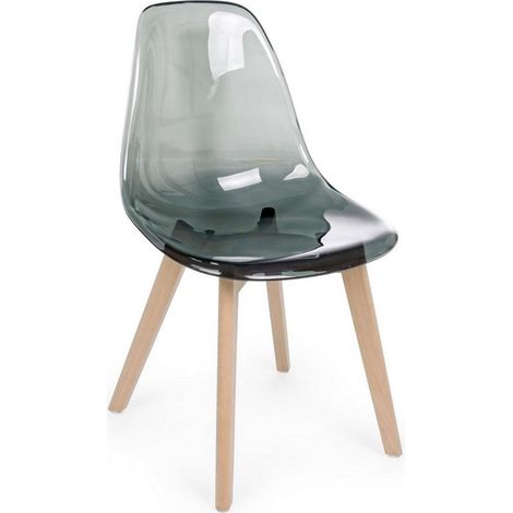Sedia Easy con seduta e schienale in policarbonato, per arredo interno 52 x 47 x h 82 cm -Fumè / Confezione da 2 pezzi (1/4)