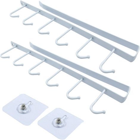 Deux étagères de rangement suspendues pour la cuisine, avec crochets sans perçage ni trace, étagères à crochets double rangée (1/5)