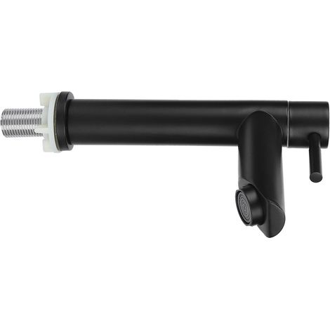 Robinet d'eau froide simple pour lavabo en G1/2 pour salle de bains et toilettes Type droit sans Tube 2 pouces Acier Inoxydable Noir (1/5)