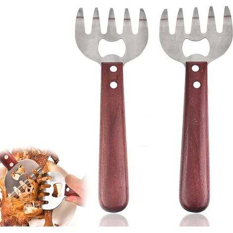 Dchiqueteuse viande en acier inoxydable griffes barbecue pour sparation de viande 2 pcs PZCC (1/4)