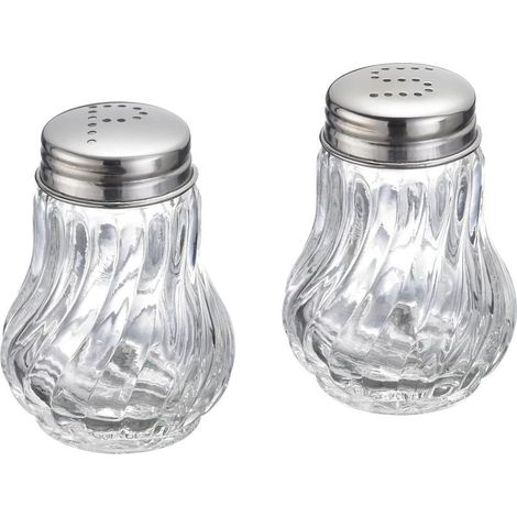 Salière et poivrière, lot de 2, contenance : env. 50 ml, verre/acier inoxydable, Berlin, argent/transparent (1/5)