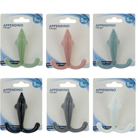 Trade Shop - Percha De Suspensión Doble Pegatina Perchero De Pared Cocina Diseño De Baño Dolphin Colorido 10810 - (1/2)
