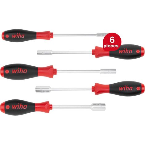 Wiha screwdriver set SoftFinish® hex nut driver 5 pcs. ergonomic handle for powerful fastening I all-round tool for industry and the craft trades (01034) (1/5)