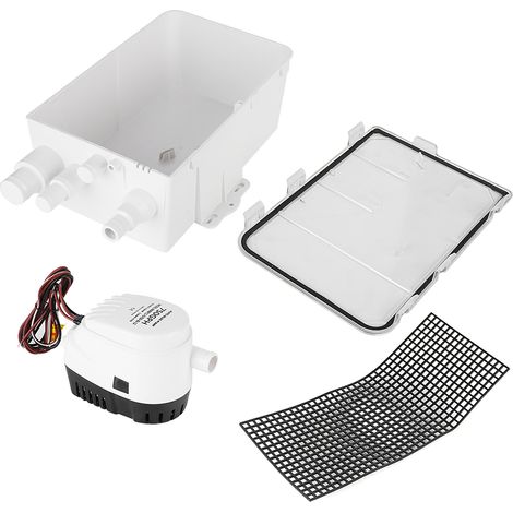 KIMISS Mehrwege-Metallpumpe DC 12V / 24V 750gph Duschfliesenpumpe mit automatischem Schalter und Keilablaufkasten (12V).