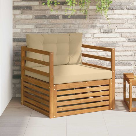Outdoor-Sofagarnitur Massives Akazienholz und Polyester Natur (1/5)