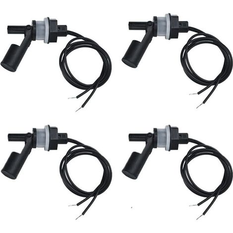 Lot de 4 interrupteurs à flotteur horizontal Capteur de niveau d'eau en plastique Longueur câble 40 cm Pour aquariums et piscines (1/4)