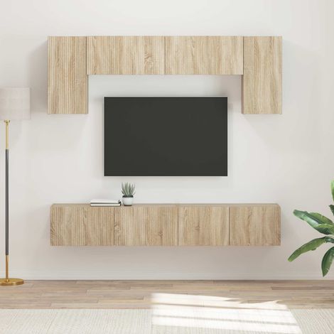 TV-Schrankset Wandmontiert 4 pcs Sonoma-Eiche Holzwerkstoff (1/5)