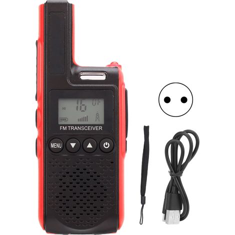 Mini talkie-walkie portable 99 canaux radio bidirectionnelle longue portée son clair 100-240V fiche UE rouge (1/5)
