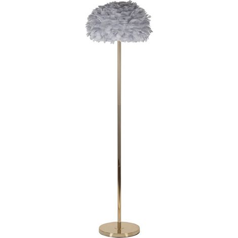 Lampadaire Imitation Plume "Slim" 170cm Or & Gris (1/5)
