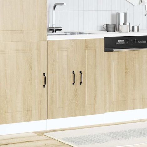 Meuble de Salle de Bain en Bois d'Ingénierie Couleur Chêne, Meuble Vasque Bas avec Lavabo Intégré (1/5)