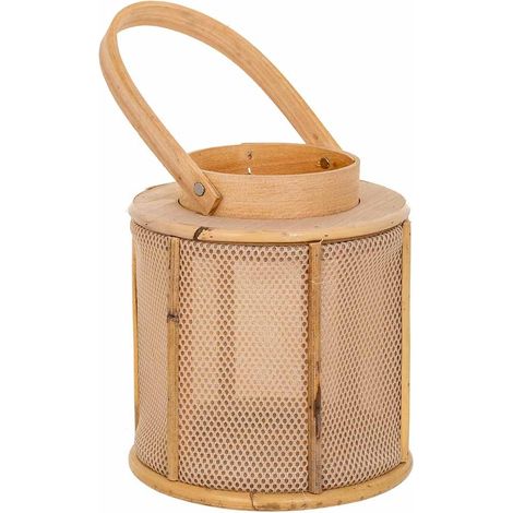 Farol de madera y bambú marrón d11x17 (1/5)