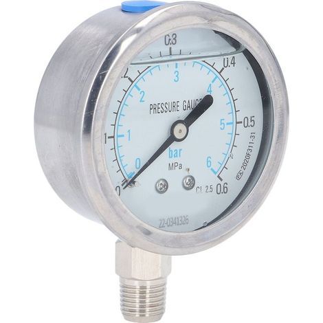 Manomètre 1/4 NPT Niveau de précision 2,5 Cadran transparent Vide avec boîtier en acier inoxydable 0 à 0,6 MPa (1/5)