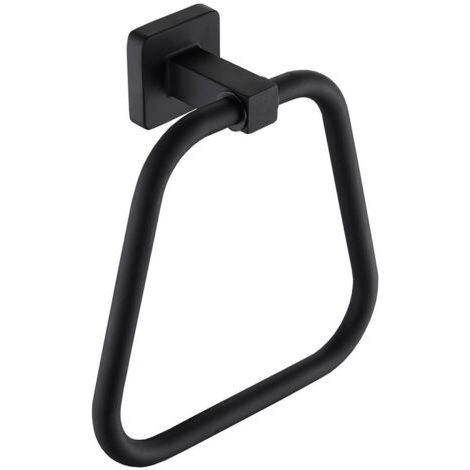 PA Mattschwarzer trapezförmiger Handtuchhalter aus Edelstahl. Dieser an der Wand montierte Handtuchring verleiht jeder Badezimmereinrichtung eine moderne Note und bietet gleichzeitig Platz (1/5)