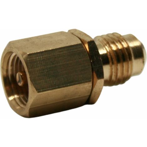RUBINETTO ADATTATORE BOMBOLA GAS R600 A OTTONE GIREVOLE 7/16 USCITA TUBO 1/4