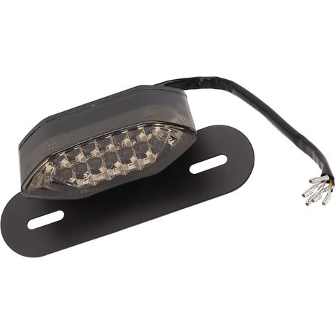 Feu arrière moto LED étanche ultra lumineux 5 fils, noir universel pour motocycle, éclairage puissant pour scooter et custom. (1/5)