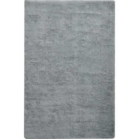 Alfombrilla de baño moderna de algodón forma rectangular 60 x 90 cm color liso accesorios de baño gris Goela