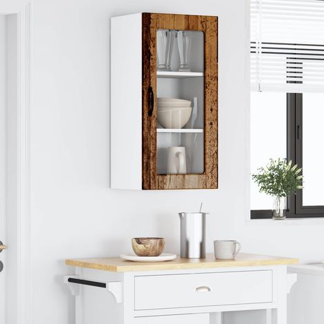 Armoire murale de cuisine en bois d’ingénierie, 1 porte, 3 étagères, 40 x 31 x 80 cm - PANGIVO (1/5)