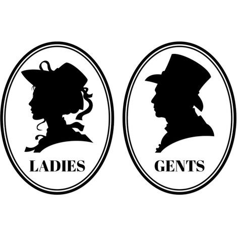 Sollbry Set mit 2 Vintage-Toilettenaufklebern für Männer und Frauen, Schwarz, 20 x 30 cm (1/5)
