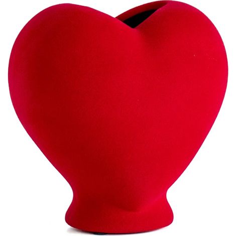 Vaso Decorativo Moderno da Interno in Ceramica – Collezione Design Elegante per Arredo Casa,Vasi Da Soggiorno, Tavolo o Salotto Soprammobile Di Design Cuoricino - Rosso effetto Velluto (1/3)
