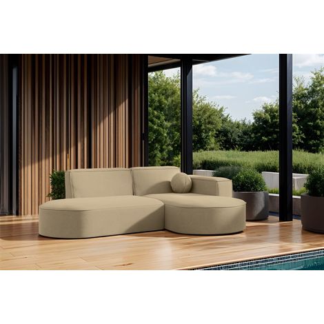 Garten Ecksofa SUNDAY XS in wetterfester Stoff ART-N Beige Ottomane Rechts (1/2)
