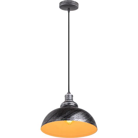 E27 Lámpara Retro Colgante Industrial 30CM Lámpara Del Techo De Hierro De Decoración Para Sala De Estar Cocina Restaurante Bar,(Plata)