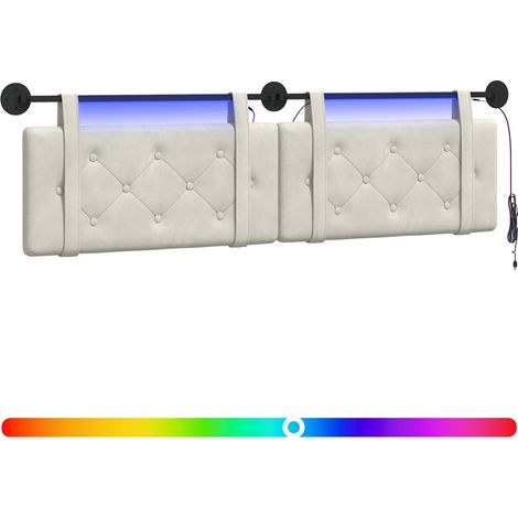 Maison Exclusive - Hängendes Kopfteil Mit LED Licht Creme Samt