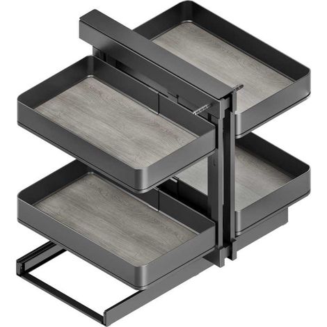 Emuca 8383435 Meuble d angle articulé Harmony pour les meubles de cuisine, Droite Gauche, Acier et Bois, Gris anthracite