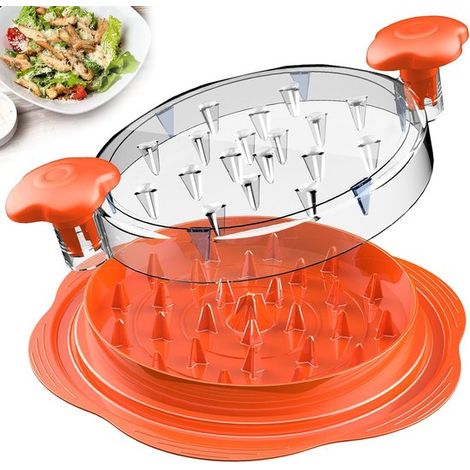 Desmenuzadora de pollo grande, modelo Twister, tira antideslizante, mango ergonómico, libre de BPA, apta para cerdo y ternera (naranja) (1/5)