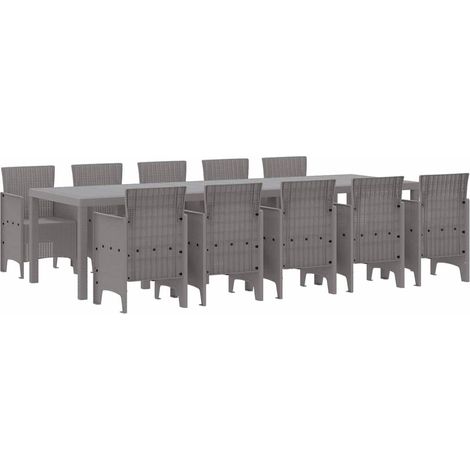 Maison Exclusive - Set da Pranzo per Giardino 11 pz Grigio chiaro Polipropilene (1/5)