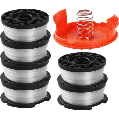 Compatibilité BLACK+DECKER AF-100-3ZP Fils de Coupe en Nylon pour Tête de Coupe 8 Pièces Inclus 6 Bobines 1 Couverture 1 Ressort Diamètre 0.065 Pouces Longueur 30 Pouces-KZQ