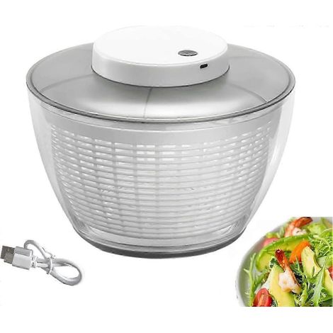 Essoreuse à salade électrique, essoreuse à laitue 4,5 L, grande essoreuse à salade rechargeable (1/5)