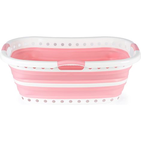 1 Panier à linge, pliable, 37 litres, poignées antidérapantes, design compact, pour salle de bain (1/5)