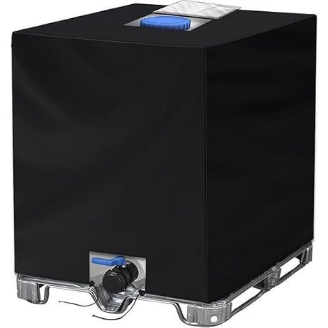 Tarpaulin for 1000 L IBC tank, UV protection, weatherproof, 210D windproof fabric, 120 x 100 x 116 cm, black (1/5)