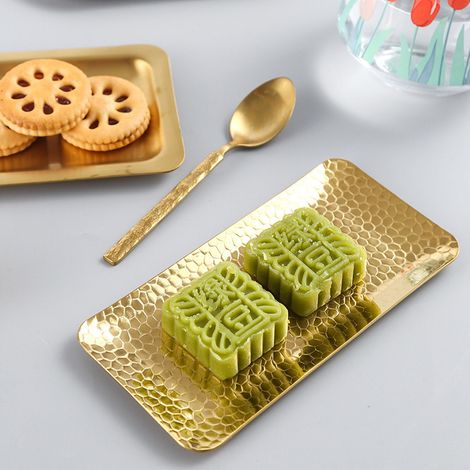 Handtuchablage/Geschirrhalter/Handtuchtablett 19,5 x 9,5 cm, gehämmert, goldfarben (1/5)
