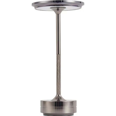 Kabellose Schreibtischlampe, USB-aufladbar, Metall, Helligkeitsregulierung – 1 Stück – WELLNGS Silber