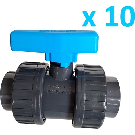Lot de 10 Vannes à boisseau démontables Pvc pression à coller (1/2)