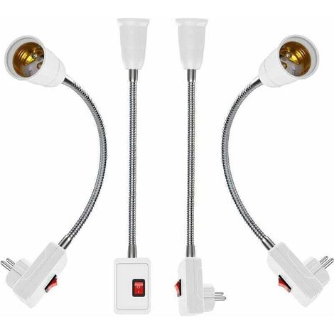 4 pezzi Portalampada E27 EU con spina LED Applique da parete Luce da lavoro con interruttore Adattatore per lampada E27 Prolunga spina da parete Presa E27