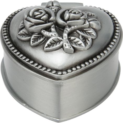 Coffret bijou cœur en alliage de zinc antique rose boîte à trésors vintage organiseur pour bagues boucles d'oreilles (1/5)