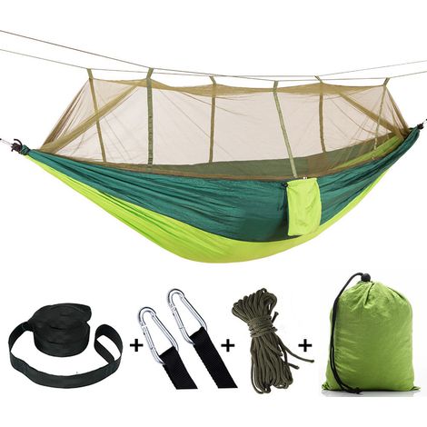Filiyano-Hamac en nylon pour 2 personnes avec sangle et mousqueton 260x140cm (1/5)