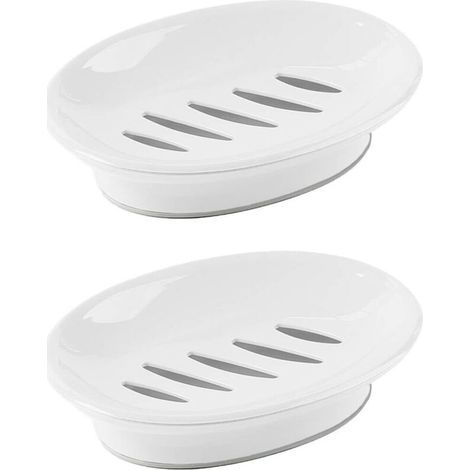 Set mit 2 Seifenablagen, leicht zu reinigender Seifenaufbewahrung, Abtropfstopp, Seifenhalter für Dusche, Badezimmer, Küche (weiß) (1/3)