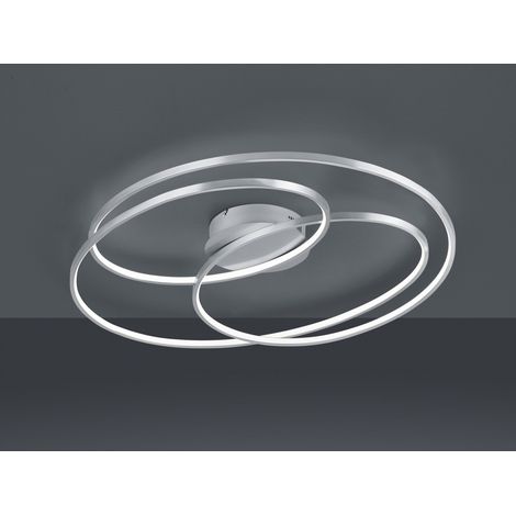 GALE PLAFONIERA LED 50W 7000lm, 3000K GRANDE ACCIAIO SATINATO 3 CERCHI CONCENTRICI CON REGOLAZIONE INTENSITA' CON INTERRUTTORE D.80CM (1/5)